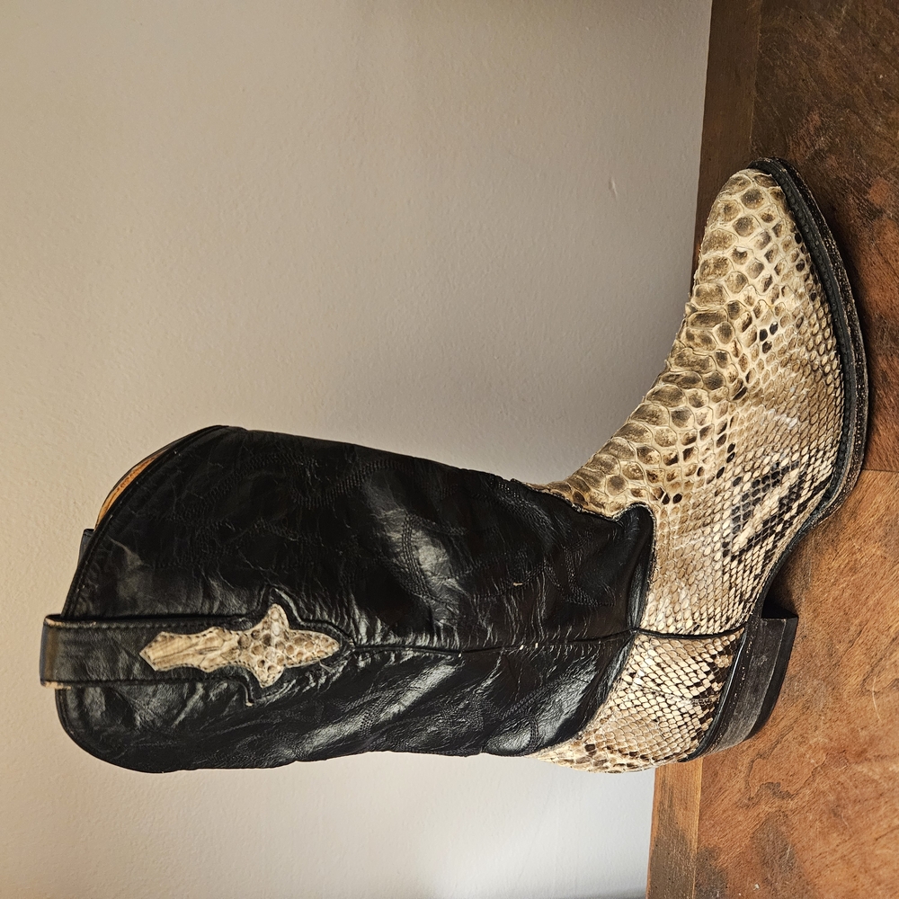 Vintage Cowboy Boots Python Snake Skin Leather Western Rodeo - Picture 3 of 10